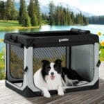 36 Inch Collapsible Dog Crate for Large Dogs - Portable Dog Travel Crate Soft Sided with Breathable Mesh Windows, Foldable Dog Kennel for Indoor and Outdoor, Grey