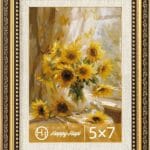 HappyHapi 5x7 Picture Frame, Vintage Picture Frames for Wall or Tabletop Display, Gold Photo Frame for Wall DcorRetro Home Decor, 1 Pack