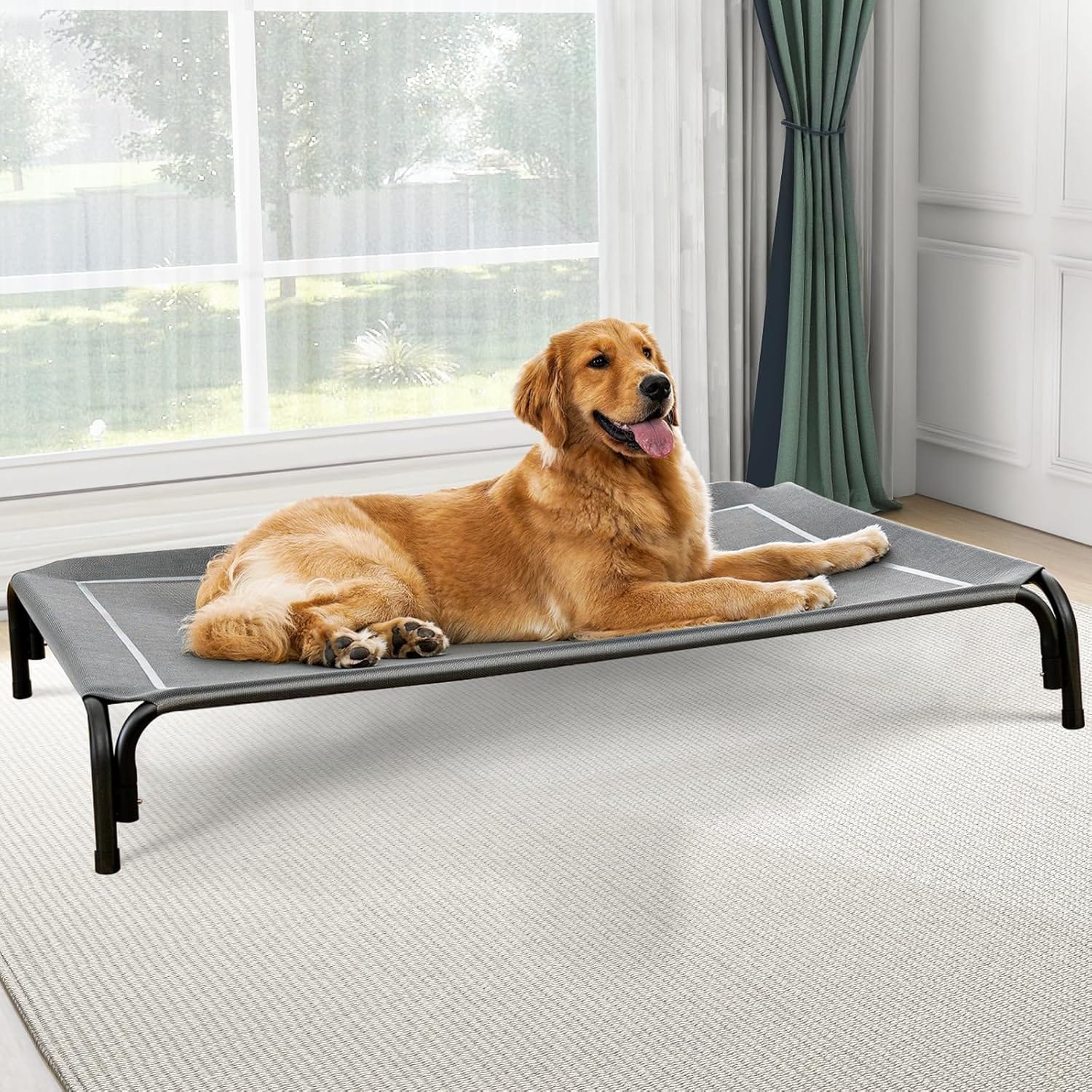 Elevated Dog Bed, Raised Outdoor Dog Bed For Extra Large Sized Dog, Portable Cooling Pet Cot With Breathable & Washable Mesh, Indoor & Outdoor Pet Hammock With Skid Resistant Feet. Elevated Dog Bed, Raised Outdoor Dog Bed for Extra Large Sized Dog, Portable Cooling Pet Cot with Breathable & Washable Mesh, Indoor & Outdoor Pet Hammock with Skid-Resistant Feet.