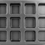 Beasea Brownie Pan with Dividers, 1 Set 12 Cavity All Edges Square Cupcake Brownie Pans Mini Cake Non Stick Baking Carbon Steel Bread Mold Small Edge 3x4 Individual Cutter Sheet Tray for Cookie Oven