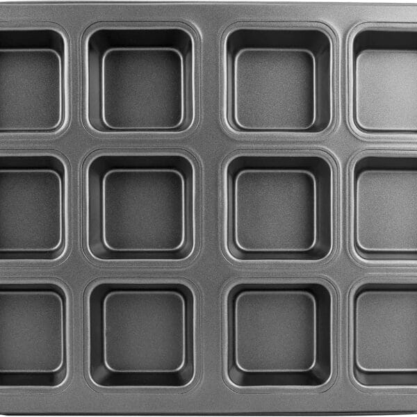 Beasea Brownie Pan with Dividers, 1 Set 12 Cavity All Edges Square Cupcake Brownie Pans Mini Cake Non Stick Baking Carbon Steel Bread Mold Small Edge 3x4 Individual Cutter Sheet Tray for Cookie Oven