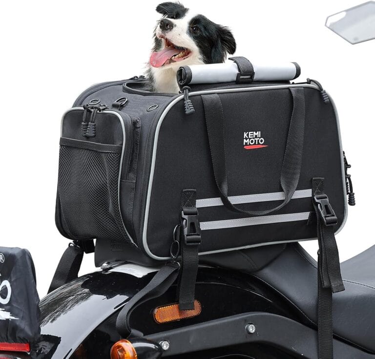 KEMIMOTO Dog Cat Pet Carrier 18x11x11 Inch Expandable for Less Than 20 lbs Pets Travel Bike Portable Folding Soft-Sided Dog Carriers for Touring Cruiser Trike Car