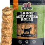 Redbarn Pet Products All-Natural Large Beef Cheek Rolls for Dogs, Chicken & Carrot Glazed - Single Ingredient Grain-Free Chew Treat Naturally Rich in Collagen - Packaging May Vary, Pack of 4