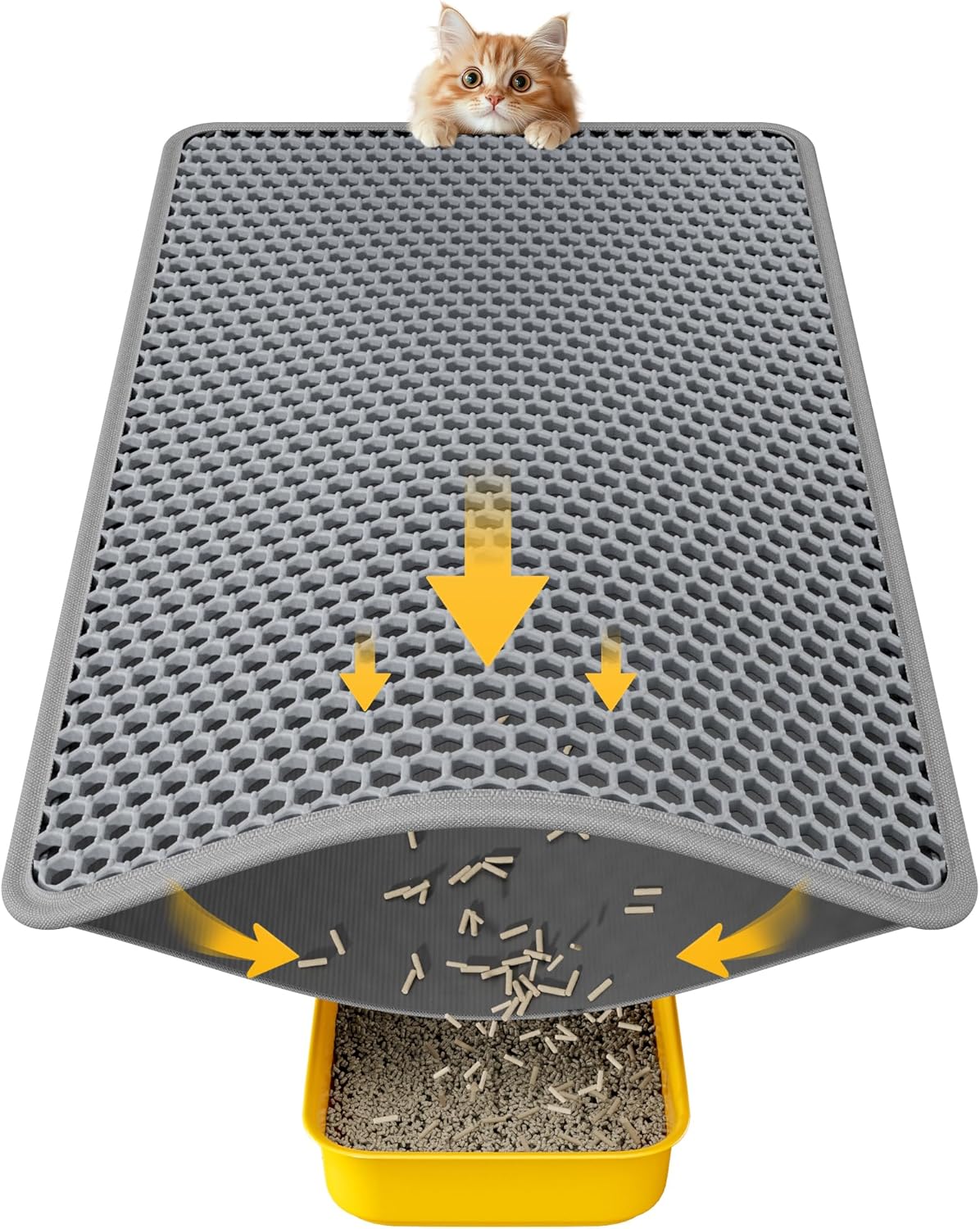 Cat Litter Mat 23.2'' X 14.6'' Small Litter Trapping Mat, Easy To Clean Litter Box Mat, Waterproof, Urine Proof, Non Slip Kitty Litter Mats For Floor, Grey Cat Litter Mat - 23.2'' x 14.6'' Small Litter Trapping Mat, Easy to Clean Litter Box Mat, Waterproof, Urine-Proof, Non-Slip Kitty Litter Mats for Floor, Grey