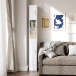 MOHOPE Narrow Bathroom Storage Cabinet, 72" Tall Slim Bathroom Cabinet with 2 Doors & Adjustable Shelves, Skinny Freestanding Floor Cabinet for Small Spaces, Living Room, White