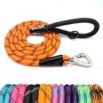 Zaler Rope Dog Leash, 4/5/6/10/15/20/30/50 Foot Reflective Leashes with Carabiner, Heavy Duty Lead for Large and Medium Dogs (6FT, Orange)