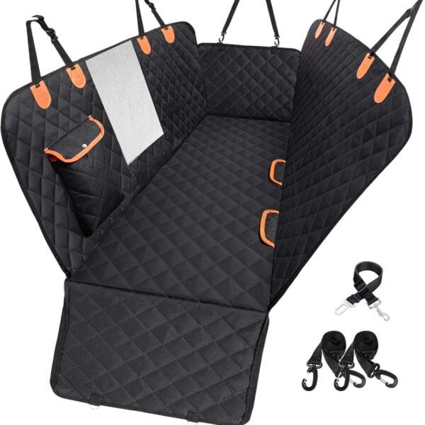 Dog Car Seat Cover for Back Seat 600D Scratchproof Nonslip Durable Waterproof Cars Pet Backseat Covers with Mesh Window Dogs Hammock for CarSUV, Truck (54" W x 58" L)