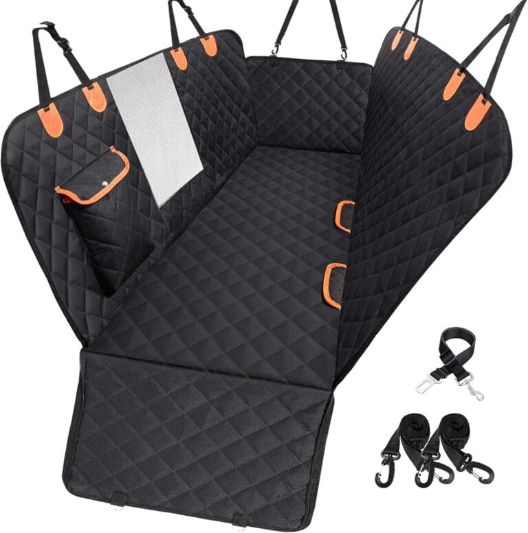 Dog Car Seat Cover for Back Seat 600D Scratchproof Nonslip Durable Waterproof Cars Pet Backseat Covers with Mesh Window Dogs Hammock for CarSUV, Truck (54" W x 58" L)