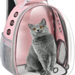 Cat Carrier Backpack, Pet Carrier Backpack Front Pack for Small Medium Cat Puppy Dog Carrier Backpack Bag Space Capsule, Airline-Approved Pet Carrier for Travel Hiking Walking Camping (Pink)