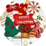 Bonne et Filou Christmas Dog Treats, Luxury Gourmet Gift Box, 18 Hand Designed Macarons, Truffles & Bone Cookies, Perfect Holiday Snack for Medium to Large Dogs