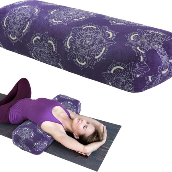 MABOZOO Yoga Bolster Pillow, Rectangular Yoga Bolster for Restorative & Meditation, Professional Meditation Cushion with Carry Handle