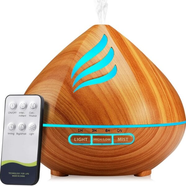 Essential Oil Scent Diffuser: 500ML Aroma Diffuser with Remote Control, Large Fragrance Aromatherapy Diffuser for Bedroom Home, Mist Humidifier with 14 Colors LED Lights and Waterless Auto-Off