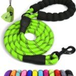 Taglory Rope Dog Leash 6 FT with Comfortable Padded Handle, Highly Reflective Threads Leash for Medium Large Dogs, 1/2 inch, Green
