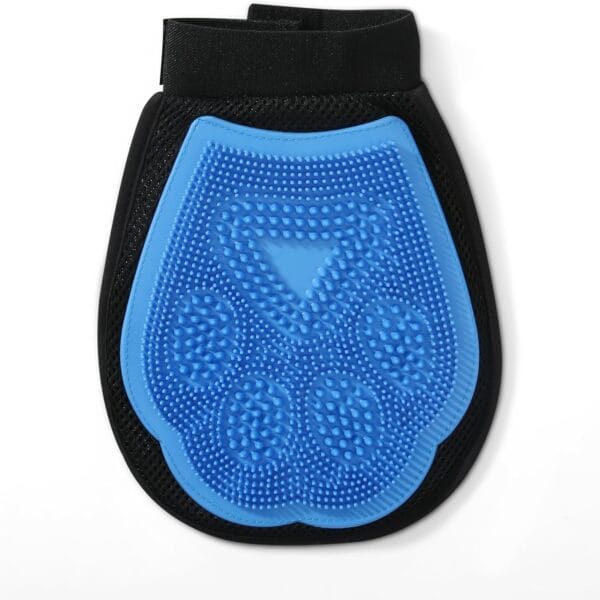 Wags & Wiggles Dual Sided Dog Grooming Glove with Rubber Paw - 2-in-1 Grooming Tool for Brushing, Massaging, and Scrubbing - Velour Side Acts as Fur Remover