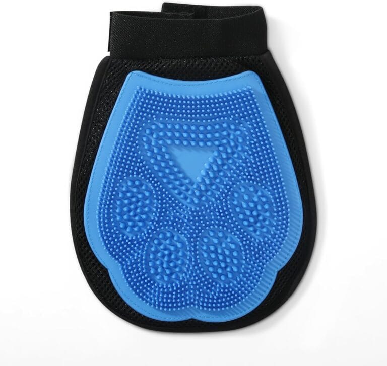 Wags & Wiggles Dual Sided Dog Grooming Glove with Rubber Paw - 2-in-1 Grooming Tool for Brushing, Massaging, and Scrubbing - Velour Side Acts as Fur Remover