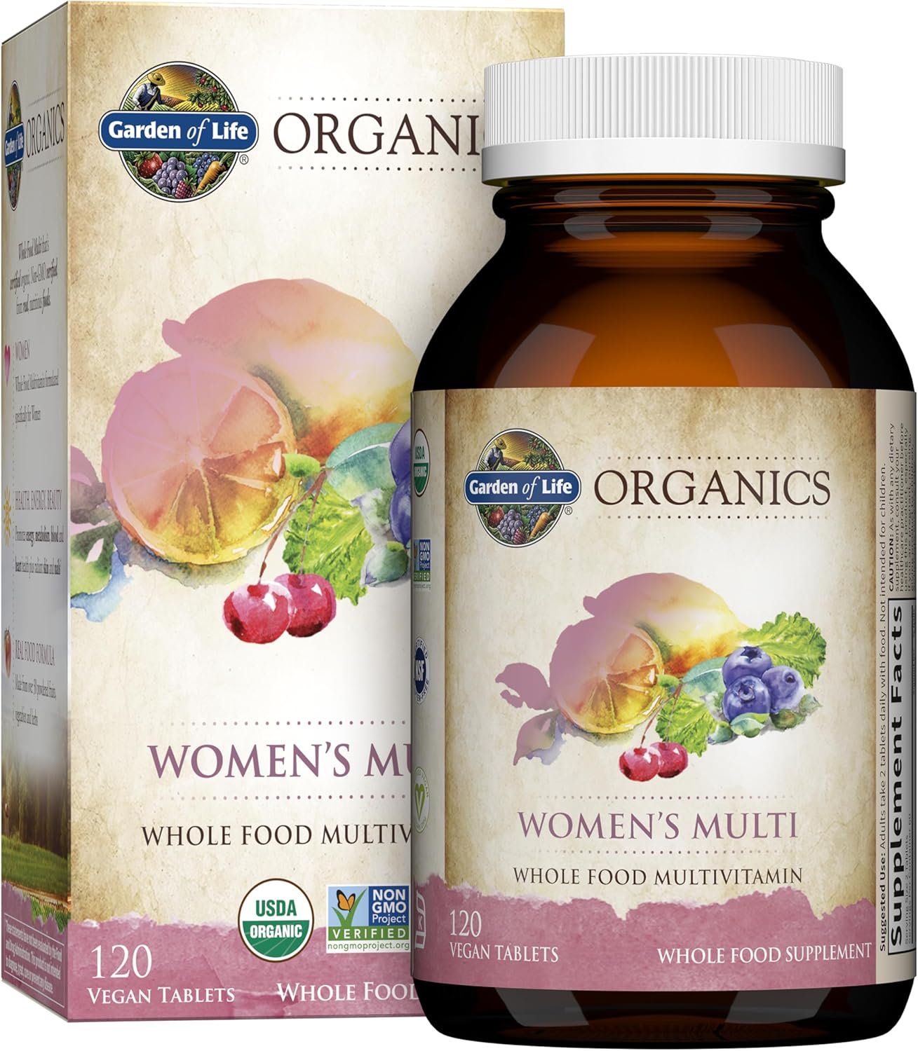Garden of Life Organics Multivitamin for Women, Womens Multi with Vitamin C, D, Folate, B6, B12, Biotin, Iron, Vegan Whole Food Vitamins for Women, Energy, Skin, Nails, 120 Tablets Garden of Life Organics Multivitamin for Women, Womens Multi with Vitamin C, D, Folate, B6, B12, Biotin, Iron, Vegan Whole Food Vitamins for Women, Energy, Skin, Nails, 120 Tablets