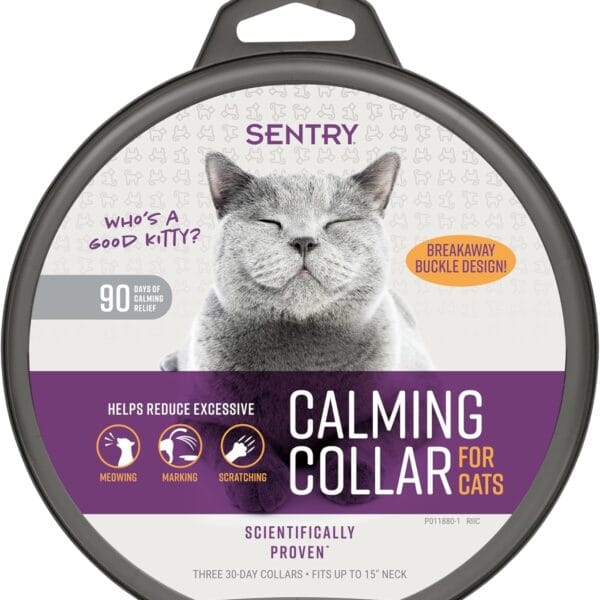 Sentry Calming Collar for Cats, Long-Lasting Pheromone Collar Helps Calm Cats for 30 Days, Reduces Stress, Anxiety, Loud Noises and Separation, 3 Count
