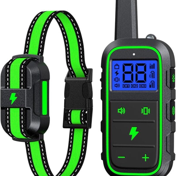Dog Training Collar Electric Dog Collar with 4 Training Modes and Rechargeable Remote Waterproof Range 3300Ft for Small Medium Large Dogs(Green)