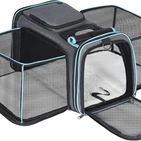 Pesen Expandable Dog & Cat Carrier, Airline Approved Soft Pet Carrier, Breathable & Collapsible Design, Ideal for Small Dogs, Cats, Rabbits and Other Small Animals  Larger Expansion Area for Comfort