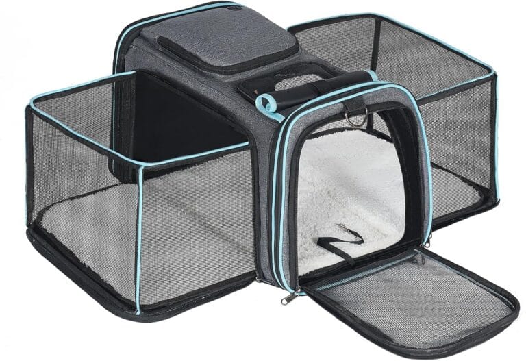 Pesen Expandable Dog & Cat Carrier, Airline Approved Soft Pet Carrier, Breathable & Collapsible Design, Ideal for Small Dogs, Cats, Rabbits and Other Small Animals  Larger Expansion Area for Comfort