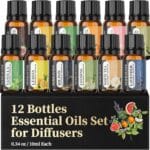 Perfect for Diffusers – 12 Natural Essential Oils Set with Gift Box & Bag | Lavender, Vanilla, Rose, Peppermint & More | Ideal for Aromatherapy, Relaxation & Home Use