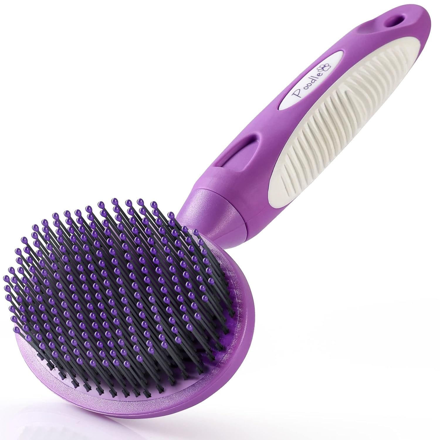 Round Bristle Pet Brush for Dogs and Cats - Soft Dog Brush for Grooming Short or Long Hair - Gentle Tool for Sensitive Skin Removes Dander, Dirt, and Detangles (Purple) Round Bristle Pet Brush for Dogs and Cats - Soft Dog Brush for Grooming Short or Long Hair - Gentle Tool for Sensitive Skin Removes Dander, Dirt, and Detangles (Purple)