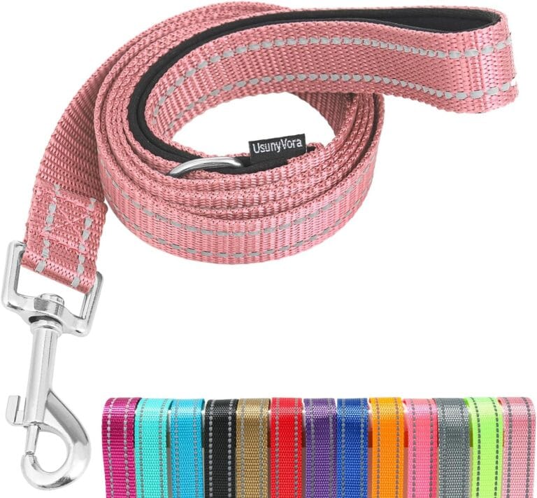 Reflective Nylon Dog Leash for Walking,Strong Dog Leash with Padded Handle for Puppy and Small Dogs,4 FT,Pink