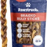Pawstruck Natural 12 Braided Bully Sticks for Dogs - Tough, Long-Lasting, Rawhide-Free, Low Odor, Healthy Single Ingredient Chew Treat for Aggressive Chewers - 10 Count - Packaging May Vary