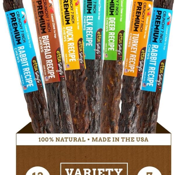 etta says! Premium Crunchy Dog Chews 7 Variety Pack - Grain-Free Dog Treats, Good for Teeth, Easy to Digest - Made in The USA (12 Count Pack of 1)