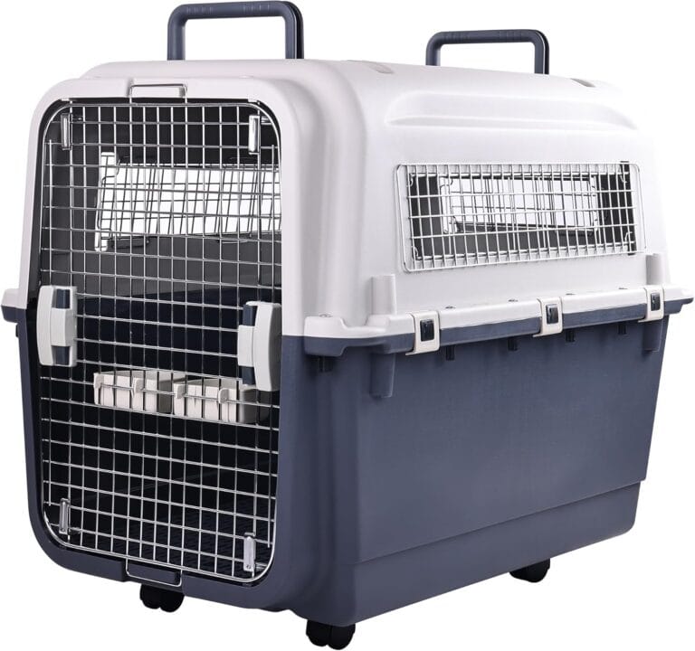 Elevon Plastic Kennels, Plastic Dog Crate, Airline Approved Pet Carrier for Dogs and Cats Longer Traveling, XL