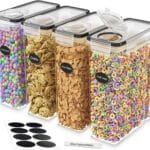 DWLLZA KITCHEN Cereal Containers Storage 4 Pack 135 fl. oz Cereal Dispenser Airtight Food Storage Containers BPA-Free Pantry Organization and Storage, Canister for Flour & Sugar 1 Marker 8 Labels