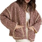 Wyeysyt Women's Cropped Puffer Jacket Lightweight Floral Print Long Sleeve Padded Quilted Puffy Cardigan Coat
