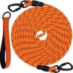 Joytale Long Leash for Dog with Removable Padded Handle, Heavy Duty Lead for Large Medium Dogs,15FT/30FT/50FT/65FT Reflective Training Leash for Play, Camping, Backyard Tie Out, Orange, 30FT