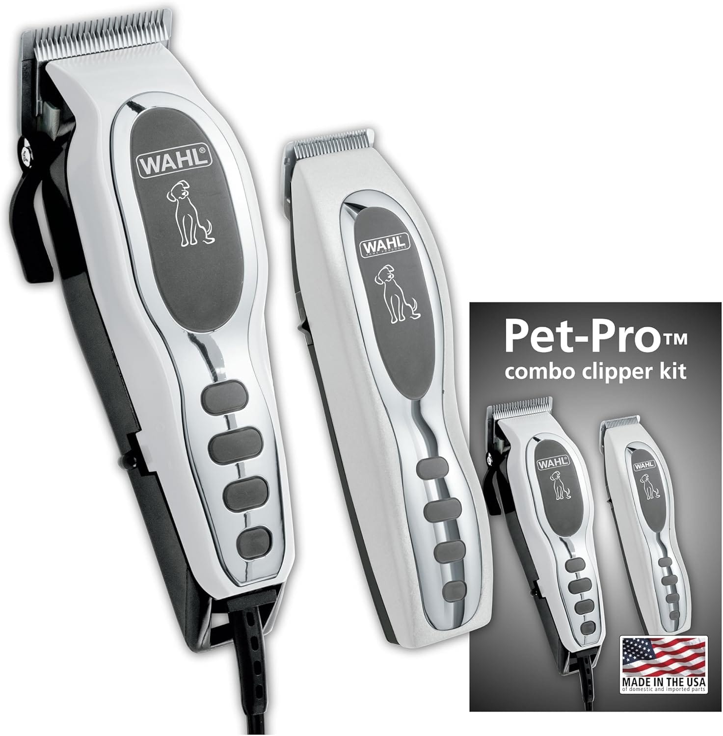Wahl USA Pet-Pro Corded Clipper & Battery Trimmer Pet Grooming Combo Kit for Dogs with Light to Thick Coats, The Brand Used by Professionals - Model 9284 Wahl USA Pet-Pro Corded Clipper & Battery Trimmer Pet Grooming Combo Kit for Dogs with Light to Thick Coats, The Brand Used by Professionals - Model 9284