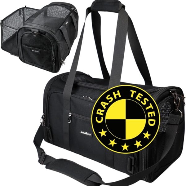Crash-Tested Cat Carrier Soft (Test with FMVSS 213b - 5 Star Safety Rated by CPS) | TSA Airline Approved, Expandable, Zipper Locks, Fan Pocket | Best Dog Car Carrier for Safe Travel (Pet Up to 9lbs)