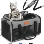 PETUX TSA Approved Pet Carrier in Cabin, 17"x11"x9.5" Soft Cat Carriers for Small Cat up to 12 lb, Top-Open Portable and Breathable Pet Carrier Airline Approved for Travel and Vet Visit, Grey