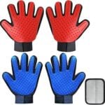 Cat & Dog Grooming Gloves for Shedding, 4PCS Efficient Deshedding Pet Grooming Gloves for Dogs with 1PCS Pet Hair Remover Gloves, Cats & Horses with Long & Short Fur