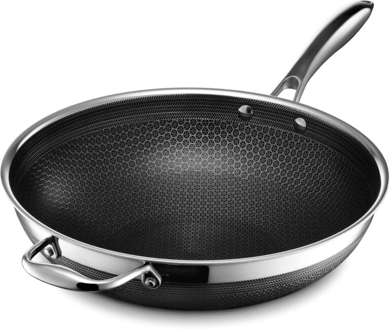 HexClad Hybrid Nonstick 12-Inch Wok, Stay-Cool Handle, Dishwasher-Friendly, Oven-Safe Up to 900F, Induction Ready, Compatible with All Cooktops
