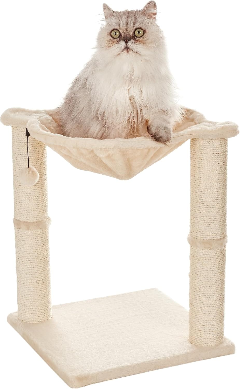 Amazon Basics Cat Condo Tower With Hammock Bed And Scratching Post,Easy To Assemble,Plush Hammock,Interactive Hanging Ball,Durable Sisal Scratch Posts For Indoor Cats, 15.8 X 15.8 X 19.7 Inches, Beige Amazon Basics Cat Condo Tower with Hammock Bed and Scratching Post,Easy to Assemble,Plush Hammock,Interactive Hanging Ball,Durable Sisal Scratch Posts for Indoor Cats, 15.8 x 15.8 x 19.7 Inches, Beige