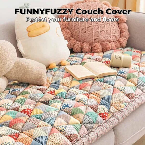 FUNNY FUZZY Pet Couch Covers for Sofa, Couch Covers for Dogs Washable Dog Couch Cover Protector Furniture Sofa Covers for Dog Handmade Pure Cotton Pet Bed Mat (Iris, 27.6"59.1")