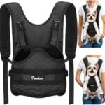 Pawaboo Pet Dog Front Carrier Backpacks, Legs Out Pet Carrier Backpack for Dogs, Adjustable Easy-fit Dog Chest Carriers for Small Medium Dogs Hands Free for Travel Hiking Cycling Camping, M, Black