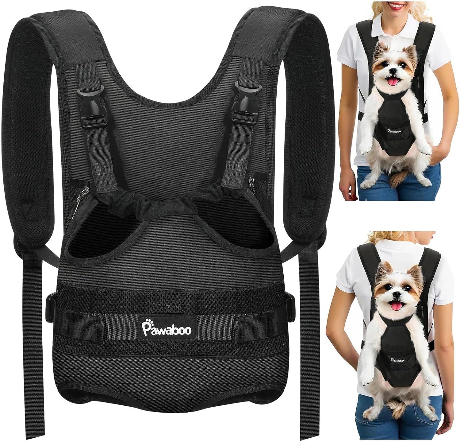 Pawaboo Pet Dog Front Carrier Backpacks, Legs Out Pet Carrier Backpack for Dogs, Adjustable Easy-fit Dog Chest Carriers for Small Medium Dogs Hands Free for Travel Hiking Cycling Camping, M, Black Pawaboo Pet Dog Front Carrier Backpacks, Legs Out Pet Carrier Backpack for Dogs, Adjustable Easy-fit Dog Chest Carriers for Small Medium Dogs Hands Free for Travel Hiking Cycling Camping, M, Black