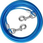 Dog Tie Out Cable 10/15/20/25/30 FT Runner for Yard Steel Wire Cable with Durable Superior Clips Blue Chains for Outside Dog Lead for Large Up to 165 Lbs