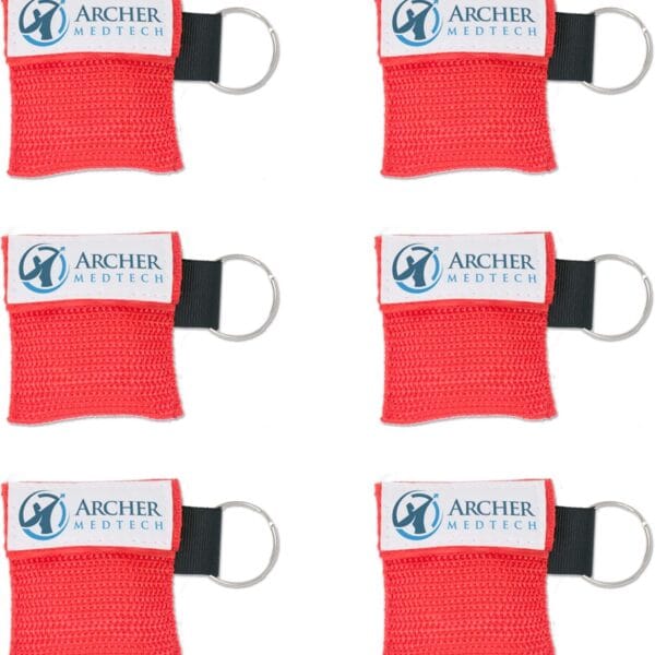 CPR Face Shield for Pocket or Key Chain  Emergency Face Shield with One-Way Valve, Durable Keychain, Latex-Free Rescue Barrier for Adults, Children & Infants, First Aid & CPR - 6-Pack