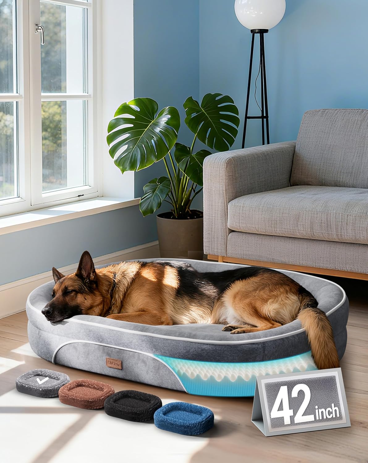 OhGeni Orthopedic Big Dog Couch Pet Sofa XL Sized Cat Beds With Comfort Foam Support, Soft Comfortable Fabric, Machine Washable Waterproof Removable Cover, 42 Inch (Gray) OhGeni Orthopedic Big Dog Couch Pet Sofa XL Sized Cat Beds with Comfort Foam Support, Soft Comfortable Fabric, Machine Washable Waterproof Removable Cover, 42-Inch (Gray)