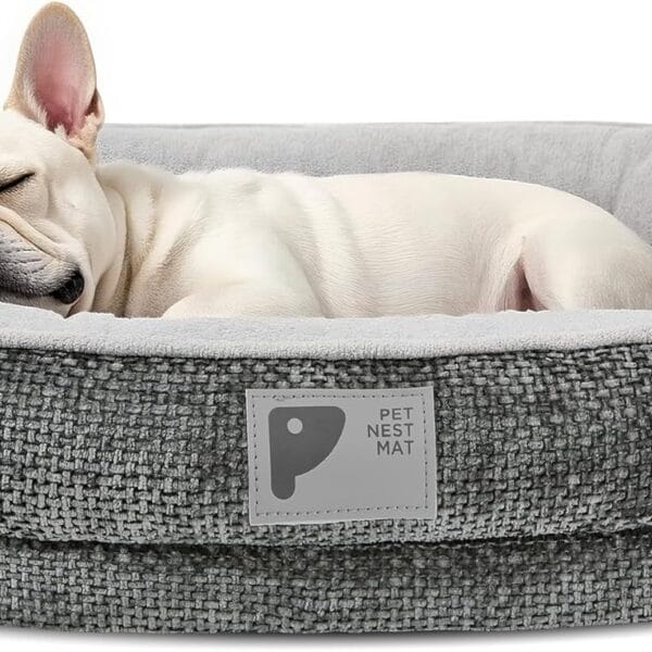 Dog Beds for Small Dogs,Orthopedic Bed with Removable Cover&Non-Slip Bottom Couch Bed with Four-Sided Bolster Grey M
