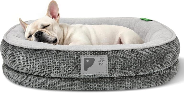 Dog Beds for Small Dogs,Orthopedic Bed with Removable Cover&Non-Slip Bottom Couch Bed with Four-Sided Bolster Grey M