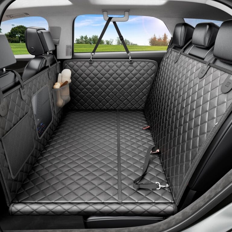 REEVAA Dog Car Seat Cover for Back Seat, Hard Bottom Dog Hammock, Pet Bed Extender for 2-4 Large/Medium Dogs, Waterproof Seat Protector, Universal L Size Fits for SUV Medium Truck, Black