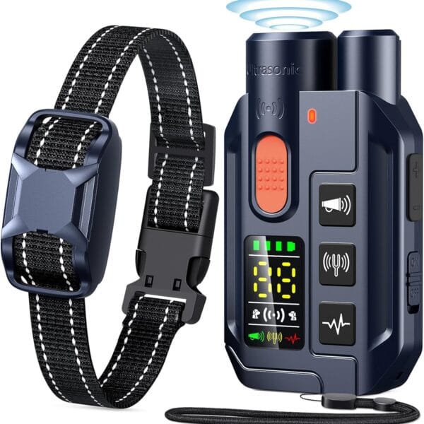2 in 1 Dog Shock Collar &Dog Bark Deterrent Devices,4200FT Dog Training Collar with Remote, E Collar with Adjustable Beep, Vibration and Shock, IP67 Waterproof,50FT Ultrasonic(1-3L) Control Range