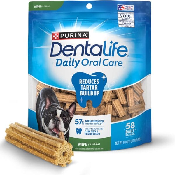 DentaLife Daily Oral Care Dog Treats for Small Dogs 5-20 lbs., Chewy Dental Treat to Freshen Breath and Fight Tartar, Chicken Flavor, 17.1 oz., 58 Chews - 58 ct. Pouch